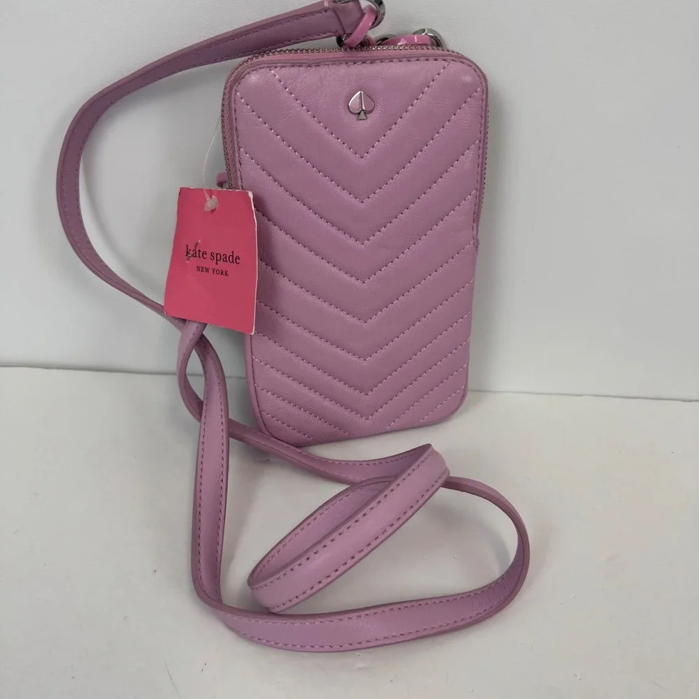 Kate Spade Amelia Resin Phone Crossbody Bag Sweet Pea Pink Quilted Leather NWT
